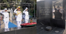 বঙ্গবন্ধুর প্রতিকৃতিতে নৌপ্রধানের শ্রদ্ধা