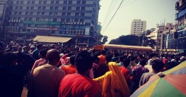 উত্তরায় শ্রমিকদের সড়ক অবরোধ