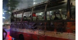 গুলশান-মহাখালী লিংক রোডে চলন্ত বাসে আগুন গুলশান-মহাখালী লিংক রোডে চলন্ত বাসে আগুন