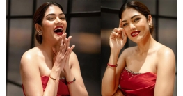 রেড গাউনে মুগ্ধতা ছড়ালেন পিয়া জান্নাতুল
